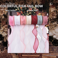 Ruban en tissu coloré à motif queue de poisson pour bouquets, fleurs, coiffes, nœuds, idéal pour la rentrée scolaire, Halloween, Noël, le Nouvel An, les fêtes, pour adultes, à pois