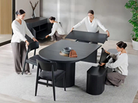 Table à manger moderne de luxe sur mesure, design rétractable et pliable, fonctionnalités de négociation, exportation, bois massif