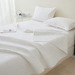 Set 3 pezzi Set copriletto <span class=keywords><strong>letto</strong></span> imbottito singolo doppio Set di federe minimaliste copriletto in cotone bianco grigio trapuntato - Product Image 1