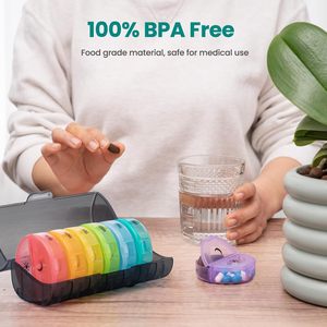 <span class=keywords><strong>Pilulier</strong></span> hebdomadaire 7 jours 2 fois par jour, grande boîte à pilules quotidienne facile à ouvrir, étui à pilules pour médecine vitamine - Product Image 6