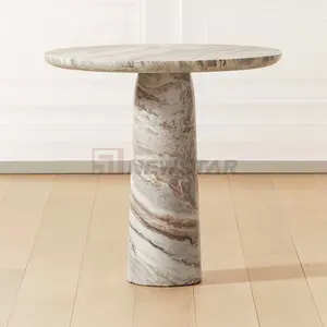 Newstar Wabi-Sabi Style Natural Travertine Coffee Table Retro House Stone Furniture Round Side Table Marble Coffee Table