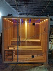 Sauna interior para el hogar, cabina de sauna de vidrio estriado, sauna de cedro rojo canadiense, estufa eléctrica tradicional para sauna. - Product Image 5