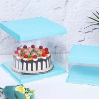 Boîte à gâteau transparente en PET en gros pour l'emballage de gâteaux d'anniversaire et de mariage