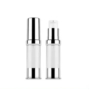 China Supplier Silver Luxury Plastic Cosmetic Bottle Empty Airless Plastic Serum Lotion Perfume Pump Dispenser For Cosmetic