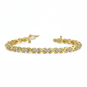 CrissCross elegante oro de 14 quilates pulsera de diamantes redondos reales brazaletes de moda para compromiso aniversario de boda o regalo de fiesta - Product Image 2