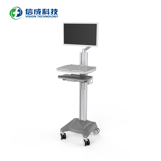 Industrial Design Medical Laptop Trolley Mobile Hospital Workstation with Wheels Aluminum Material Vision Brand