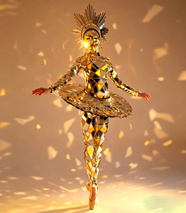 Traje <span class=keywords><strong>de</strong></span> Ballet Mirror Girl con Diadema, Falda y Top Color Block <span class=keywords><strong>para</strong></span> Mujer, Lujo, Espectáculo Láser, Acrílico, Actuación, Talento, Danza Mecánica - Product Image 4