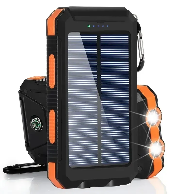 5000mAh Portable Solar Power Bank External Battery Charger Strong LED Light 2 USB Charging Port Outdoor Emergency Use speaker