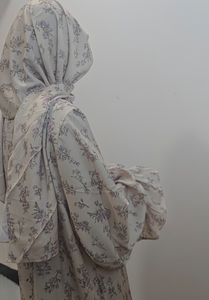 J-259 elegante abito <span class=keywords><strong>da</strong></span> preghiera <span class=keywords><strong>da</strong></span> donna in raso elegante Abaya di alta qualità con Hijab <span class=keywords><strong>da</strong></span> Dubai stampa floreale per Eid Muslim festival - Product Image 2