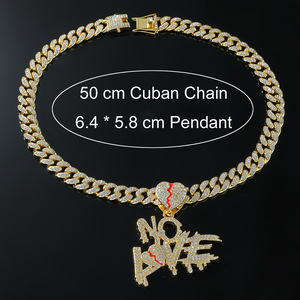 Colliers à pendentifs lettres personnalisées, modèles variés, style hip-hop, pour hommes, bijoux de mode, vente en gros - Product Image 6