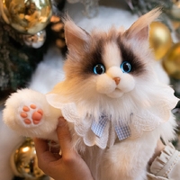 Sac à dos en peluche réaliste de chat Ragdoll de qualité supérieure, sac à dos en forme d'animal en peluche doux, sac à dos de chat réaliste fait main avec bavoir