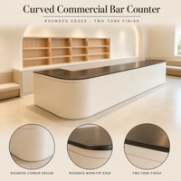 Nouveau comptoir de réception commercial en MDF pour café, bar à thé au lait, boulangerie, studio de yoga, magasin de vêtements - Wabi-sabi