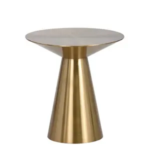 Modern living room customized table stainless steel brushed copper round coffee table simple metal side table