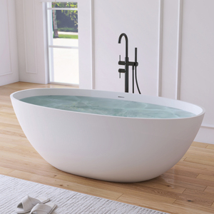 Baignoire en résine Maydon pour villa, baignoire à débordement en surface solide, fournisseur de baignoires blanches mates de 1650 mm et grossiste pour hôtels - Product Image 1