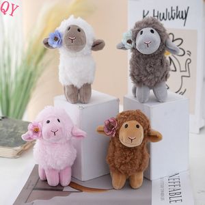 QQ Cute Faux Fur Sheep Plush Keychain With Purple Flower Soft Stuffed Animal Toy Lamb Cartoon Bag Charm - Product Image 3