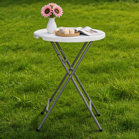 Table de cocktail pliante moderne en HDPE haute densité avec base mobile pour usage extérieur