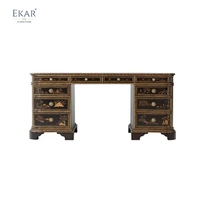 Bureau de direction EKAR Dynasty Heritage |   Bureau en laque noire de style anglais peint à la main |