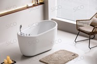Baignoire autoportante moderne en acrylique pour une personne, avec dossier haut, baignoire ovale de relaxation et de massage pour la maison, l'hôtel et le spa