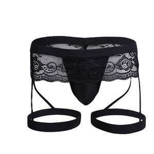 Strings <span class=keywords><strong>Gay</strong></span> Sexy Extrême G-strings Dentelle Noire <span class=keywords><strong>Sous</strong></span>-vêtements T-back Sexy pour Hommes - Product Image 2