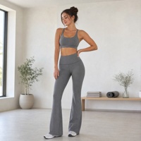 Leggings de yoga évasés taille haute pour femme, entrejambe sans couture, ultra doux, extensibles, effet push-up, en nylon et élasthanne, toutes saisons, pour Pilates, gym et usage quotidien
