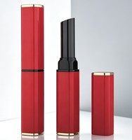 Empaque al por mayor personalizado para barra de rubor con logo, negro mate y rojo con disco superior dorado
