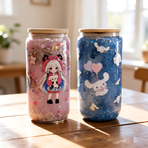 snowglobe tumbler DIY with glitter and custom stickers snowglobe tumbler clear pre drilled - Product Image 2