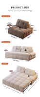 Schlafsofa – Gesteppter Stoff, erweiterbares Eckdesign zum Ausklappen für Home-Office & Wohnzimmer |   Multifunktionales Sofa