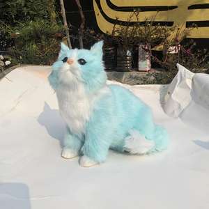 Petit <span class=keywords><strong>chat</strong></span> <span class=keywords><strong>persan</strong></span> bleu coloré en peluche, mignon, réaliste, personnalisable en plusieurs couleurs, léger, moelleux, ornement animal en fausse fourrure - Product Image 6