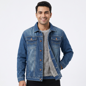 <b>Men's</b> Vintage Stand Collar Windproof <b>Denim</b> <b>Jacket</b> 100% Cotton OEM Wholesale Custom Sales - Product Image 1