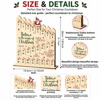 Horloge de compte à rebours de Noël 2027 en bois, décoration de table, cadeau artisanal, Père Noël, pour décoration de table, ornement de cheminée de Noël