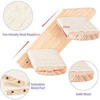 Ensemble d'escaliers et d'étagères pour chat à plusieurs niveaux à fixer au mur, escaliers pour chat en bois, corde de sisal, décoration d'Halloween et de Noël pour une utilisation en intérieur