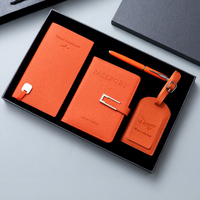 Coffret Cadeau d'Affaires Personnalisé : Étiquette de Bagage en Cuir, Pochette Passeport, Carnet et Stylo Métallique pour le Nouvel An Chinois et Événements Corporatifs