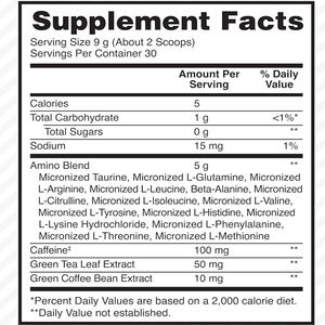 OEM อะมิโน เอนเนอร์จี้  อาหารเสริมก่อนออกกำลังกาย ผสมชาเขียว, บีซีเอเอ, กรดอะมิโน, เหมาะสำหรับคีโต, สารสกัดจากกาแฟเขียว, ผงพลังงาน - Product Image 2