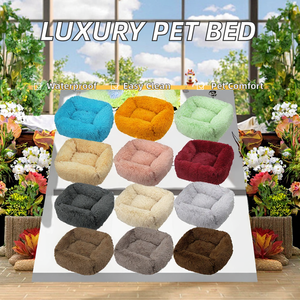 Sofá cama ortopédico de espuma viscoelástica de lujo para gatos y perros Material de piel sintética impermeable y lavable patrón sólido Dropshipping - Product Image 2