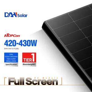 Đa một lớp đầy đủ màu đen N-TYPE Topcon 420W 425W 430W Mono toàn màn hình bảng điều khiển năng lượng mặt trời