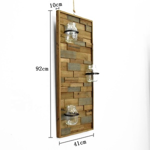 Luckywind Placca Decorazione Della Parete con 3 Mason Vasi per La Decorazione Domestica di Legno Decorativo Agriturismo <span class=keywords><strong>Stile</strong></span> Vintage <span class=keywords><strong>Rustico</strong></span> Marrone 100% Fatti A Mano - Product Image 6