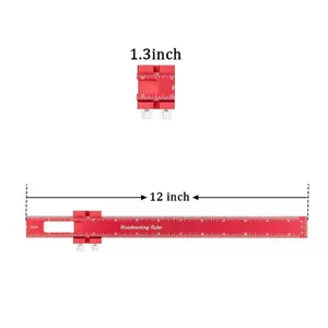 목공 측정 자 클램프 정밀 금속 슬라이드 규칙 슬라이드 스톱이있는 T형 스크라이빙 마킹 측정 자