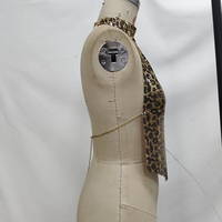 Débardeur sexy métallisé pour femme, imprimé léopard, dos nu, à bretelles ajustables, style Y2K Punk Rave Club