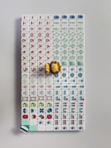 Jeu de tuiles de <span class=keywords><strong>mahjong</strong></span> américain bleu, élégant, en acrylique, sur mesure, 160 tuiles, 4 couches - Product Image 5