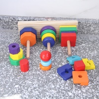 Forme géométrique en bois empileur planche de tri enfants blocs de construction jouets ensemble enfant en bas âge développement de l'enfance jouets pour enfants