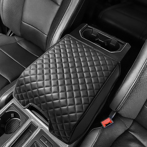 Ford F150 Center <b>Console</b> Armrest Cover <b>Black</b> PVC Leather 2015-2020 Mesh Design Raised Grip - Product Image 2