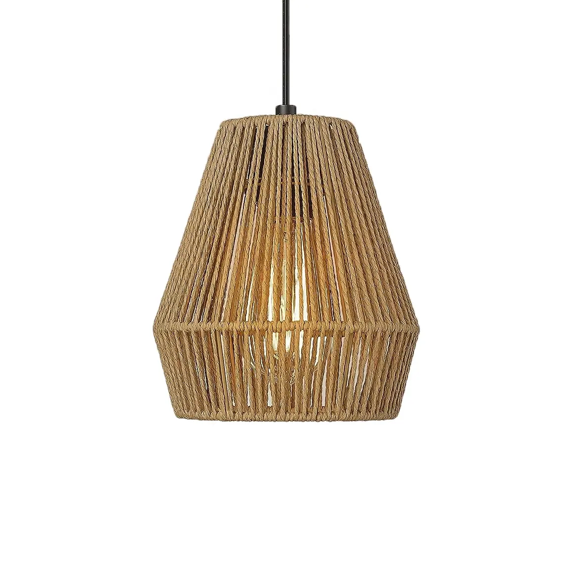 Modern hand-woven lighting chandelier, Nordic farmhouse sunshade shape hanging lamp