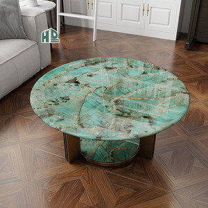 Tables basses rondes en marbre vert exotique <span class=keywords><strong>de</strong></span> qualité supérieure HDSTONE pour villas <span class=keywords><strong>de</strong></span> luxe, hôtels, salons, vente en gros - Product Image 5