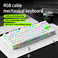 Nouveau clavier de jeu mécanique 75% avec interrupteurs bleus, rétroéclairage RGB, 87 touches, clavier compact USB pour tablettes et joueurs