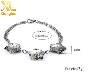 New Arrival Stainless Steel DIY <b>Initial</b> Five Leaf Clover Flower <b>Chain</b> Letter Name Bracelet for Women - Product Image 4