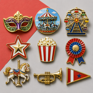 Fabricant de badges personnalisés : badges de <span class=keywords><strong>carnaval</strong></span>, badges de festival, badges de cirque, badges avec logo d'entreprise et épingles décoratives en alliage plaqué or avec émail souple - Product Image 1