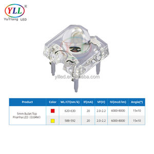 LED Superflux <span class=keywords><strong>F5</strong></span> 5mm Piranha 0.04W Bullet Top Dip THT LED Rojo Amarillo para Luces de Coche, Luz de Freno, Intermitentes - Product Image 5