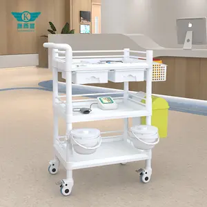 Abs Ziekenhuis Multifunctionele Zorg Trolley Kliniek Tandheelkundige Drie Niveaus Met Lade Vuilbak Trolley Fabriek Groothandel