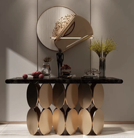 Table console de luxe en marbre et acier inoxydable doré pour intérieur – Offre spéciale