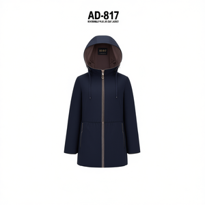 Parka réversible grande taille pour femme HDJ AD-817 47-55 – Manteau d'hiver décontracté à capuche et fermeture éclair - Product Image 2